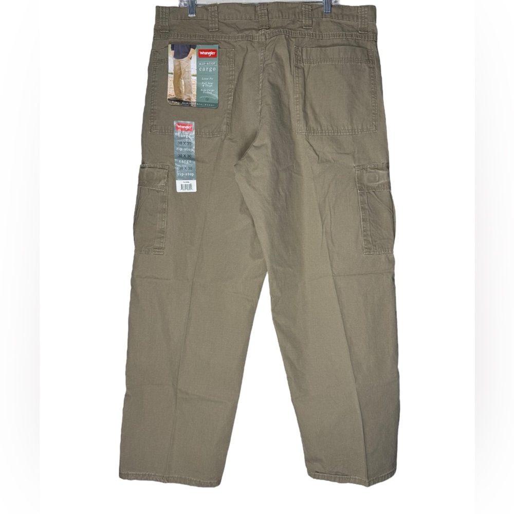 Wrangler Rip-Stop Cargo Pants Mens 38x30 Khaki Utility Workwear 100% Cotton NWT
